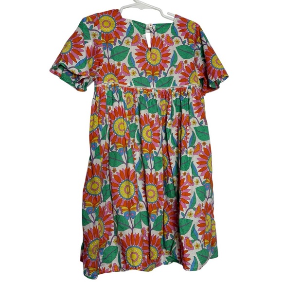 MINI BODEN Floral Cotton Flutter Sleeve Dress Multi in Daisy Vine Size 7-8 - Picture 2 of 6